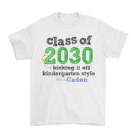 Class of (Custom) Kicking it off Kindergarten Style Personalized T-shirt