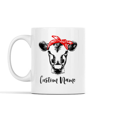 Cow With Red Bandana (Custom Name) Personalized Mug