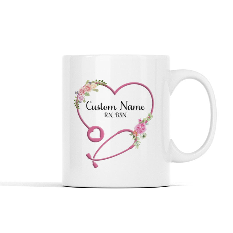Feminine Florals Personalized Mom Coffee Mug 11 oz Pink