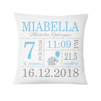 Cute Elephant, Personalized Birth Announcement Pillow