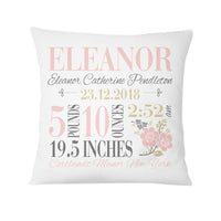 Floral, Personalized Birth Announcement Pillow