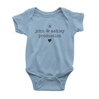 A (Dad & Mom) Production Baby Onesie, Personalized